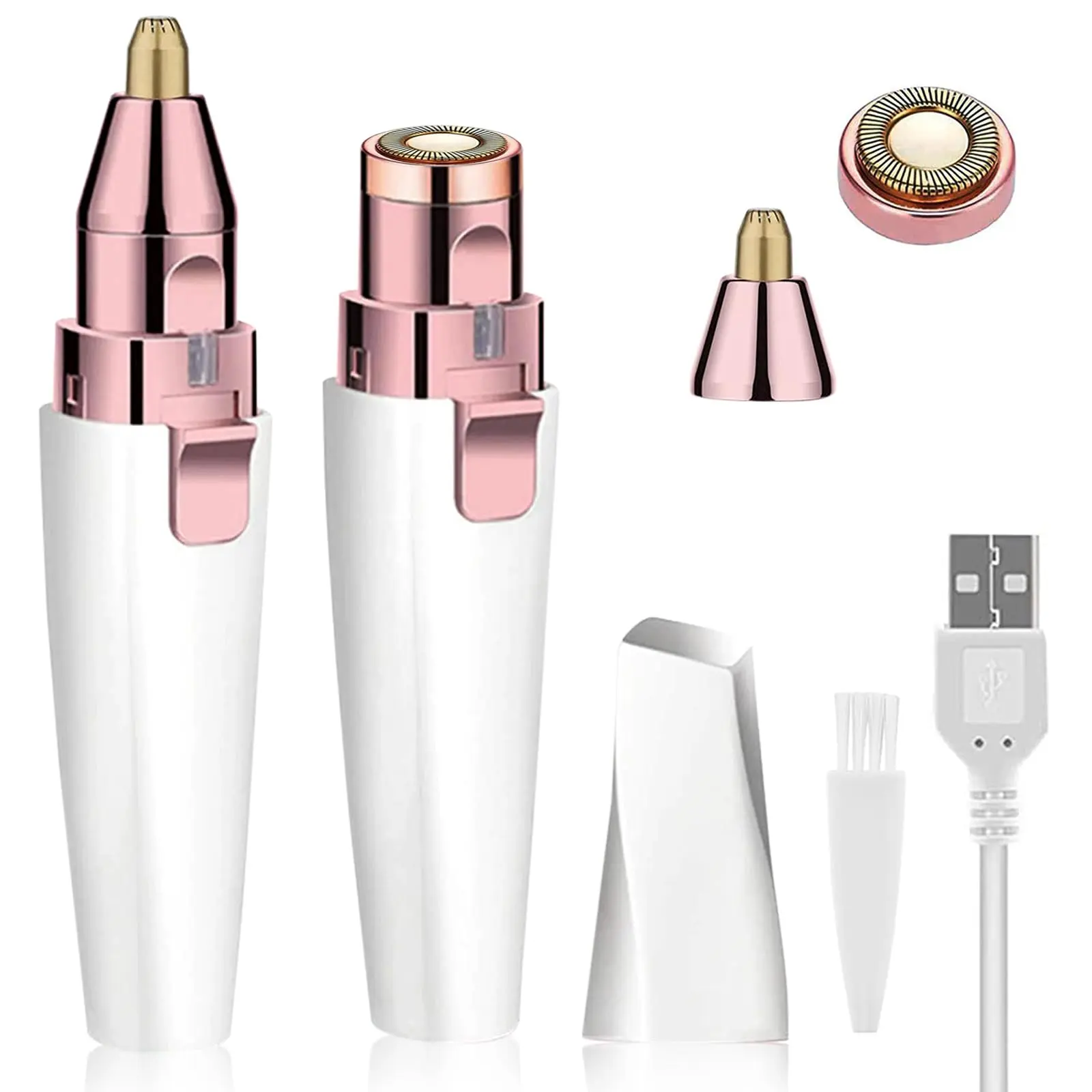 Facial & Eyebrow 2 in 1 Rechargeable Hair Remover forWomen ,For Face Eyebrows Peach Fuzz Lips Trimmer withLight,Painless Electric Hair Removal