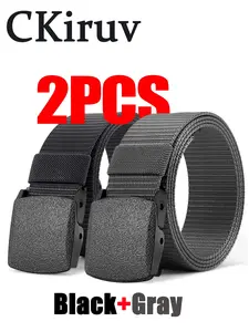 2pcs, Unisex Canvas Belt with Plastic Buckle, Lightweight Non-Metallic Design, Breathable Outdoor Sports Waistband, Comfortable & Durable