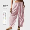 【SS26 Collection】TARSE Womens  Wide Leg Gingham Striped Plaid Pants Casual Barrel Loose Drawstring Low Waist Palazzo Harem Pants with Pockets