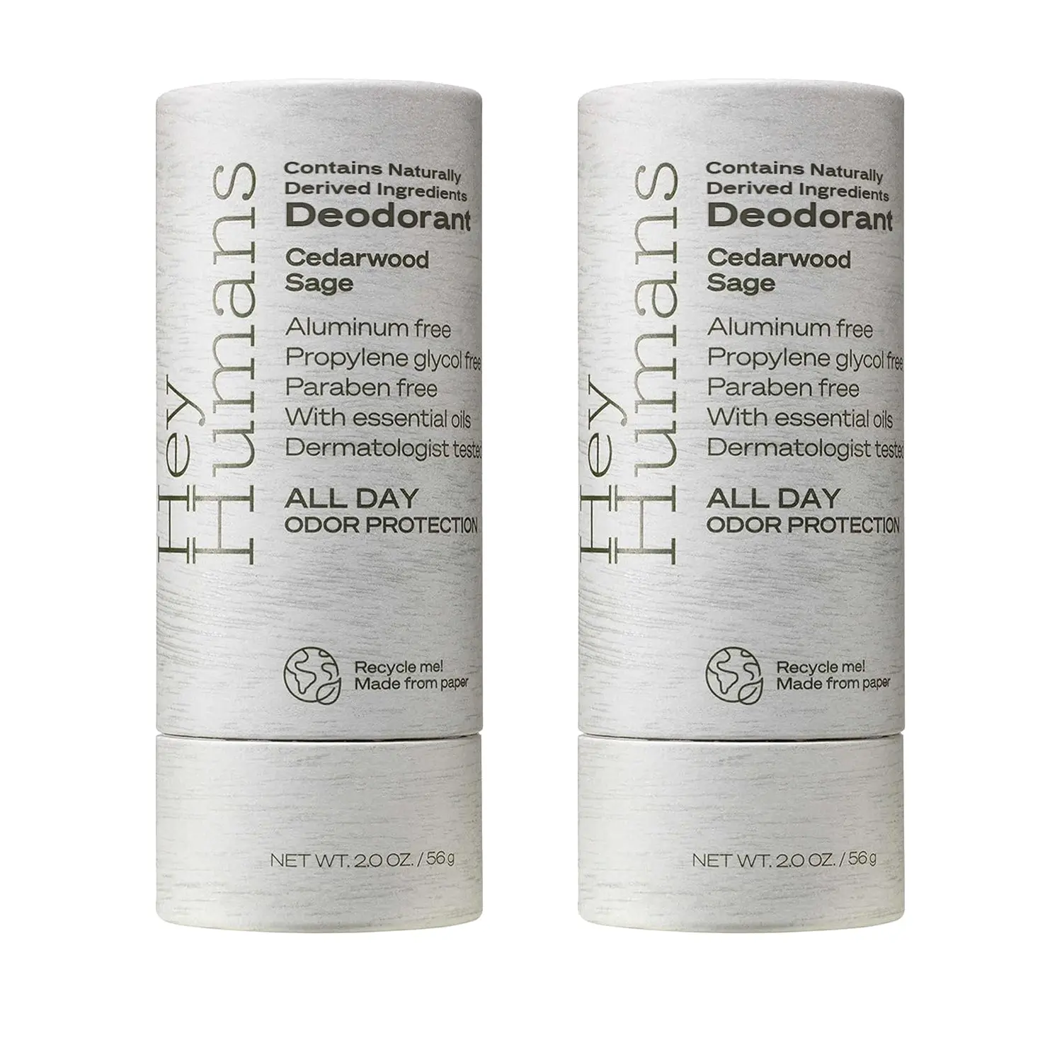 Hey Humans Cedarwood Sage Deodorant Contains Naturally Derived Ingredients in 99% Plastic Free Packaging