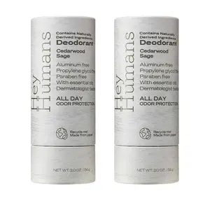 Hey Humans Cedarwood Sage Deodorant Contains Naturally Derived Ingredients in 99% Plastic Free Packaging