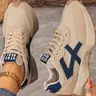 New fashion pointed-toe lace-up thick-soled non-slip sneakers for plus-size women, suitable for outdoor activities in all seasons, stylish and simple, comfortable, ideal for daily commuting and leisure activities, women's casual shoes