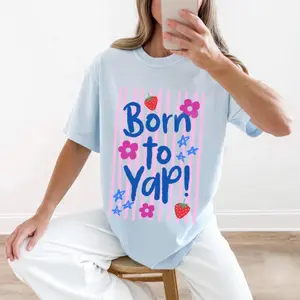 Born To Yap Shirt, Spring Vibes, Funny Mama Tshirt, Girly Tshirts, Striped Design Shirt, Trendy Shirts for Women, Adult Humor Graphic Tee