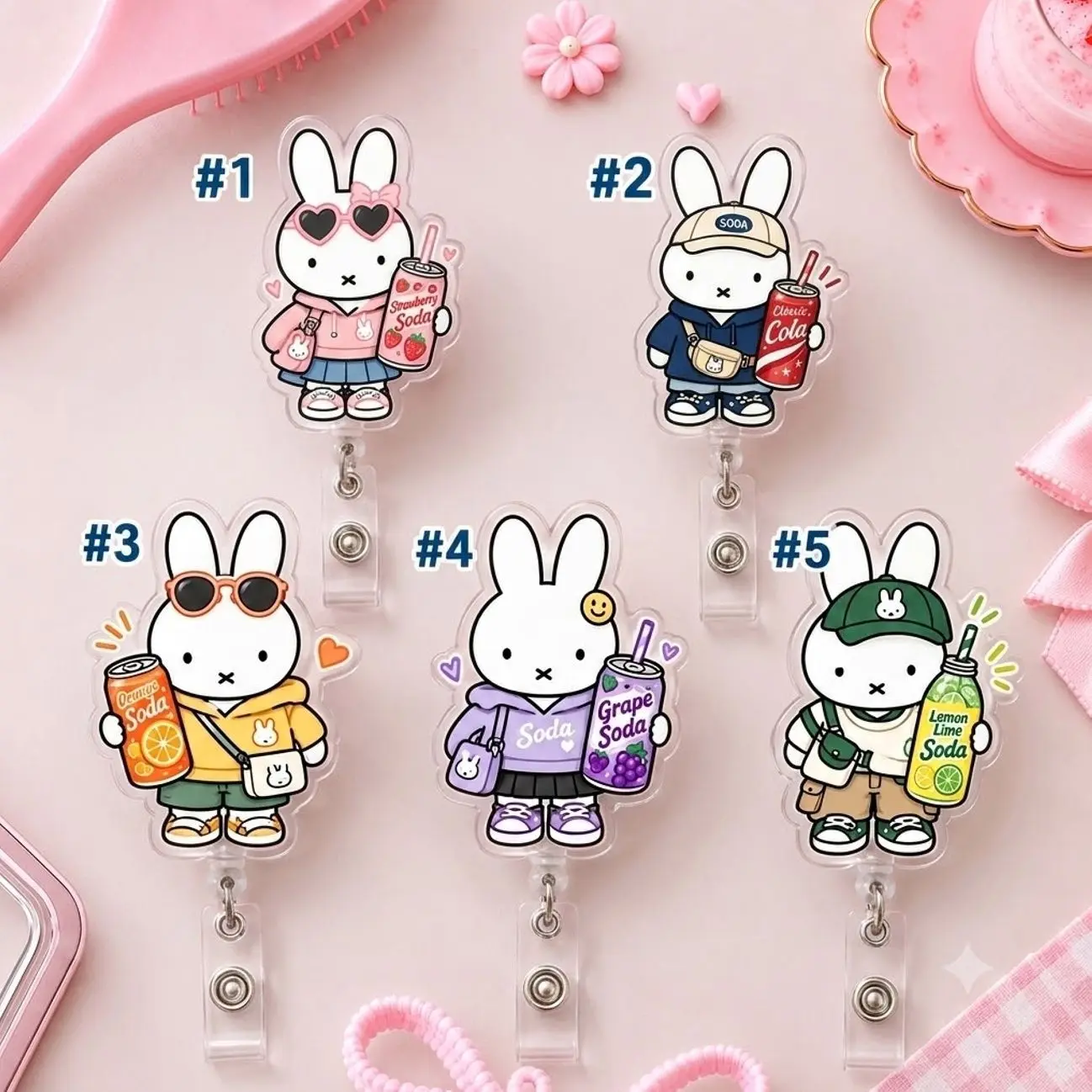 Arirang Full Set Bunny Phone Grip Stand - Cute Rabbit Acrylic Collapsible Phone Holder with Lightstick Design for All Smartphones