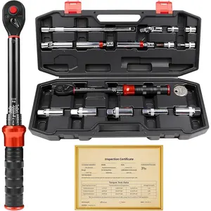 16 count 3/8" Drive Torque Wrench with  Spark Plug Socket Set, +-3% Precision  Direction Torque Wrenches with 72-  Range Scales with Ft.Lbs and N.m(5-45ft.lb/6.8-61Nm)