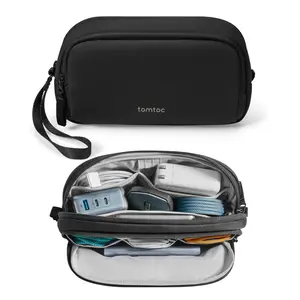 tomtoc Electronic Organizer Travel Case, Water Resistant Dual Compartment Tech Pouch Cable Organization Storage Travel Bag