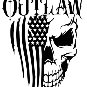Usa flag outlaw skull vinyl decal sticker 5"
