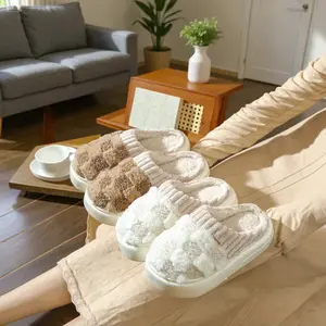 Anti-Slip Soft Fluffy Cotton Mop Walking Shoe – Cozy & Chic Checkered Plush Slippers for Men & Women, Thick Sole, Round Toe, Fuzzy Indoor/Outdoor Footwear for Ultimate Comfort & Style