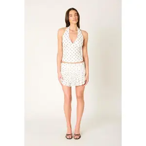 Polka Dot Mesh Halter Top
