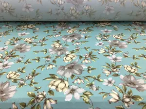 Double Brushed DTY Floral Spandex Stretch Apparel Fabric Dark Mint Gray L411