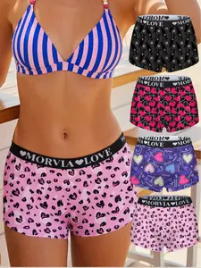 4-Pack Women's Paisley Pattern Underwear Set, Soft Comfortable Seamless Mid-Waist Panties, Leopard Print, All Seasons Wear