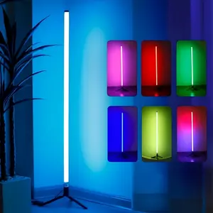 Modern LED Ambient Floor Lamp with APP & Wireless Controller, Music Sync Color Changing Standing Light for Bedroom, Gaming Room, Living Room & Home Decor, Adjustable Mood Lighting with Enhanced Brightness for Relaxing Spaces