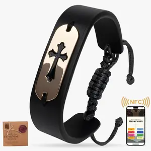 NFC Bible Verse Bracelet – Christian Cross Wristband, Daily Scripture Inspiration, Perfect Gift for Faith & Prayer