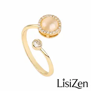 LisiZen Gold Plated Spinner Ring for Women, Adjustable Aesthetic Fidget Open Ring DZSP2395