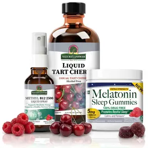 Nature's Answer Relax & Energy Bundle - Mega Value - Methyl B12 2 Ounce Spray - Liquid Tart Cherry 8 Ounce - Melatonin Gummies 45 Count - Supports Energy and Relaxation - Made in the USA