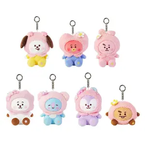 Cherry Blossom Series Plush Keychain, Cute Cartoon Character Doll Bag Charm, Soft Fluffy Sakura Themed Stuffed Toy Accessory