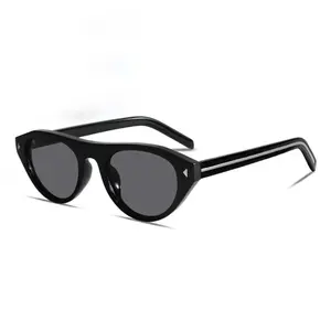 New Women's Cat Eye Sunglasses, Trendy Black Metal Oval Shades, Fashion Stylish Daily Eyewear