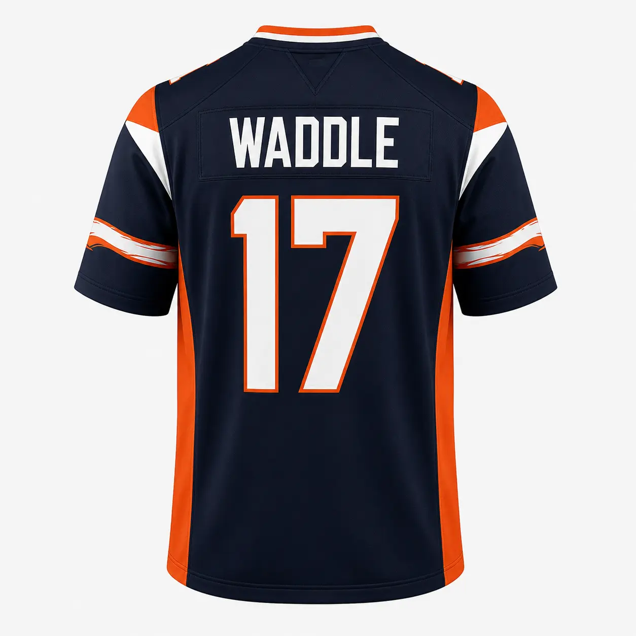 Navy Orange Custom American Football Jersey – Unisex Short Sleeve Game Day Shirt with Personalized Name and Number, Lightweight Athletic Fan Top for Training, Stadium Events, Teamwear, Sports Parties and Custom Gift for Men and Women, Adult Sizes USA