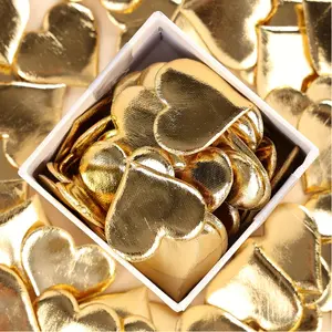 50 pieces of golden love decoration accessories, suitable for wedding, proposal, birthday party decoration, hand-sprinkled petal edge embossing, wedding room floor mat, romantic fabric sponge love.