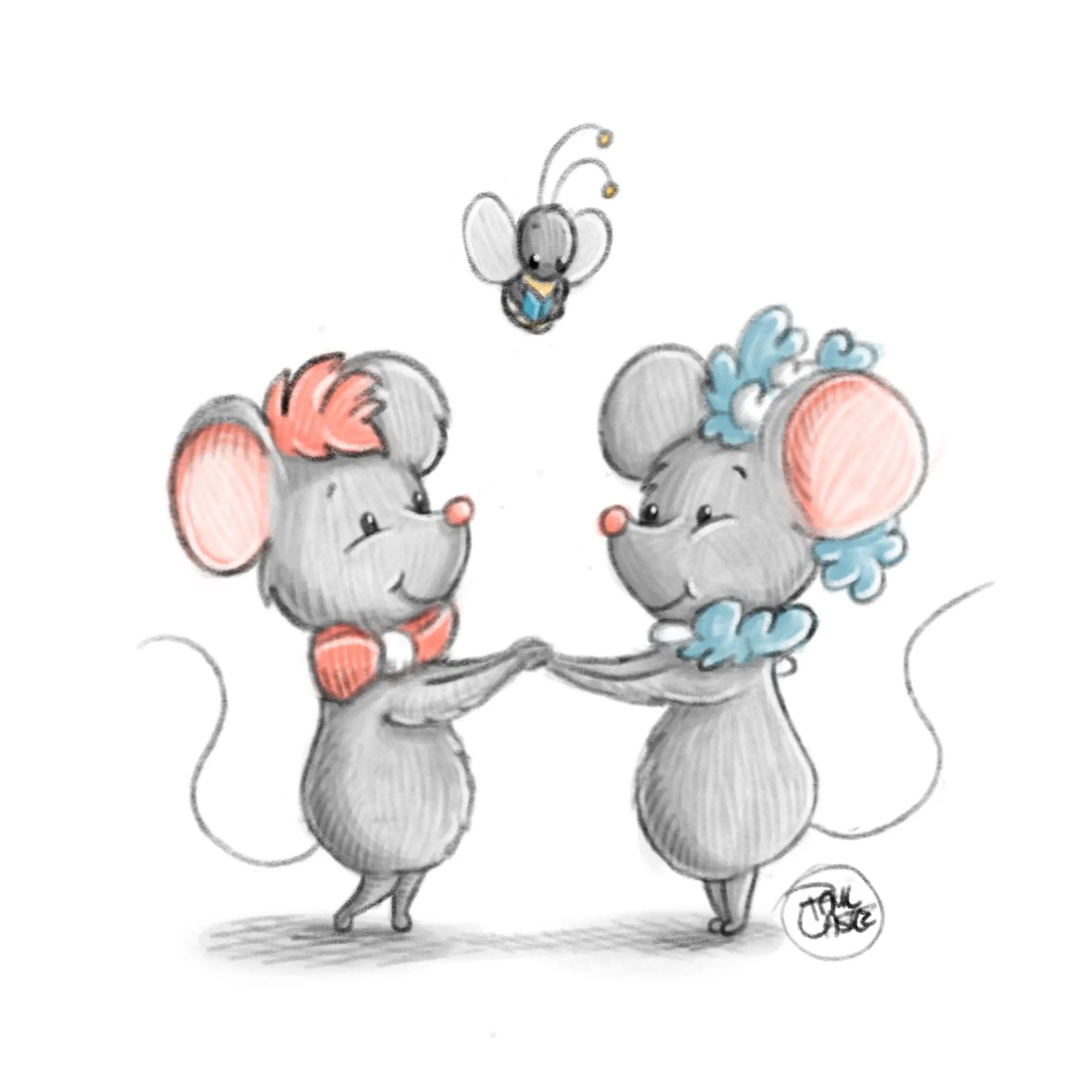 "I Only Have Mice For You" LGBTQ+ Pride Character Art Print - Matte Paper, Illustrations, Modern Home Decor, 3 Styles, Multi-Size (5x5 in, 7x7 in, 10x10 in), Wall Decoration