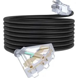25Ft 12/3 Outdoor Extension Cord with 3-Outlets, Heavy Duty 12 Gauge 3 Prong Extension Cord  with Lighted end, 15A 12AWG 1875W SJTW, ETL Listed -  for Garage, Garden and Home, Black