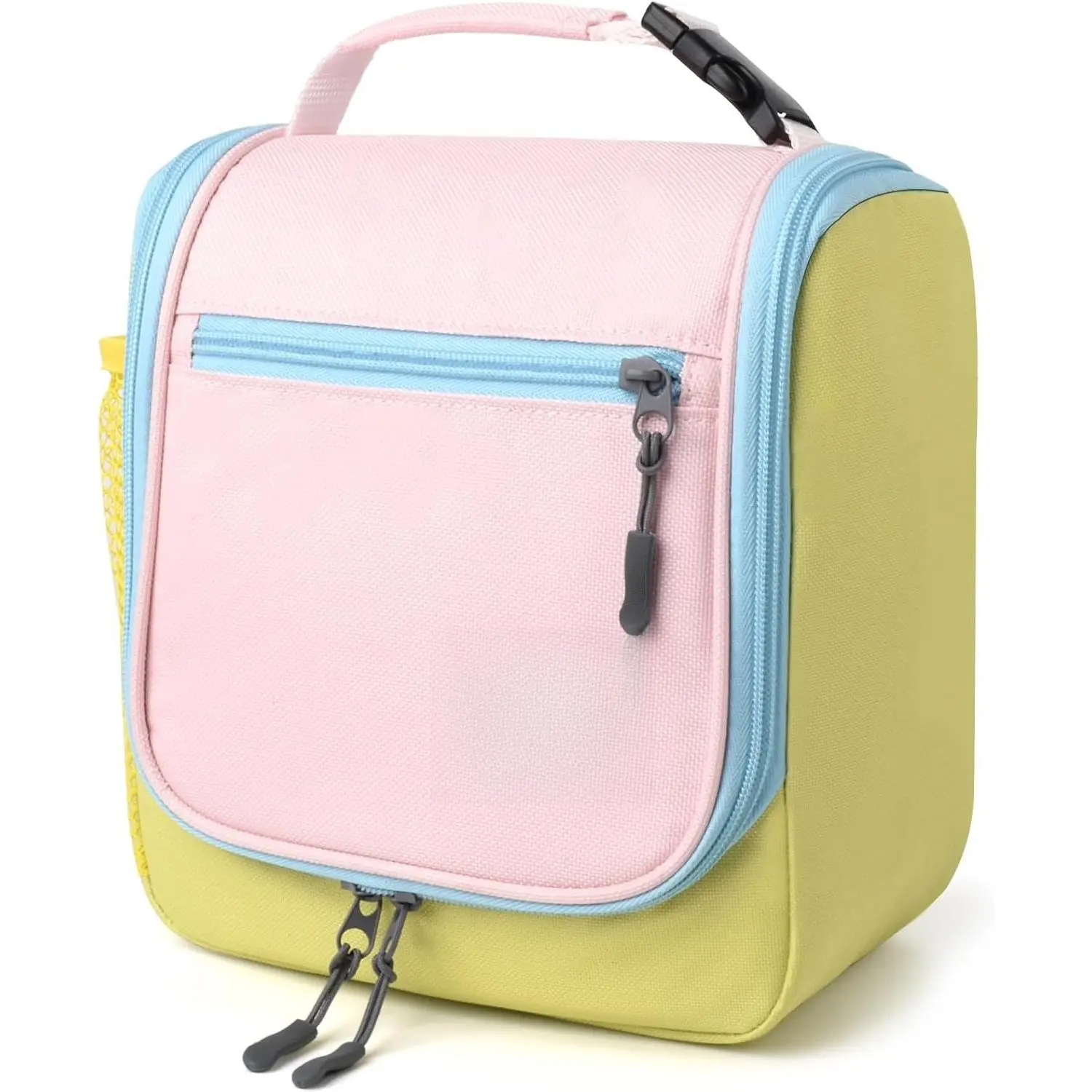 h-46  Kids Lunch Box, Insulated Lunch Bag for Kids, Toddler, Girl, and Boy; Holds Lunch Box, Water Bottle, & Snacks; Easy-Clean Water-Resistant Fabric & Multiple Zippered Pockets (Yellow Blue)