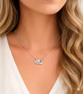 Personalized Crown Name Necklace, Dainty Crown, Custom Name Jewelry, Queen Necklace, Minimalist Name Necklace, Gift for Her