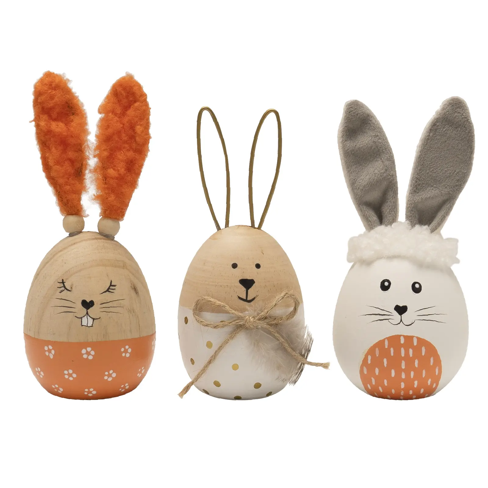 Easter Egg Decor, Wooden Decorative Easter Bunny Eggs Figurine, Indoor Spring Table Centerpieces Shelf Fireplace Mantel Desk Tiered Tray Decorations for Home