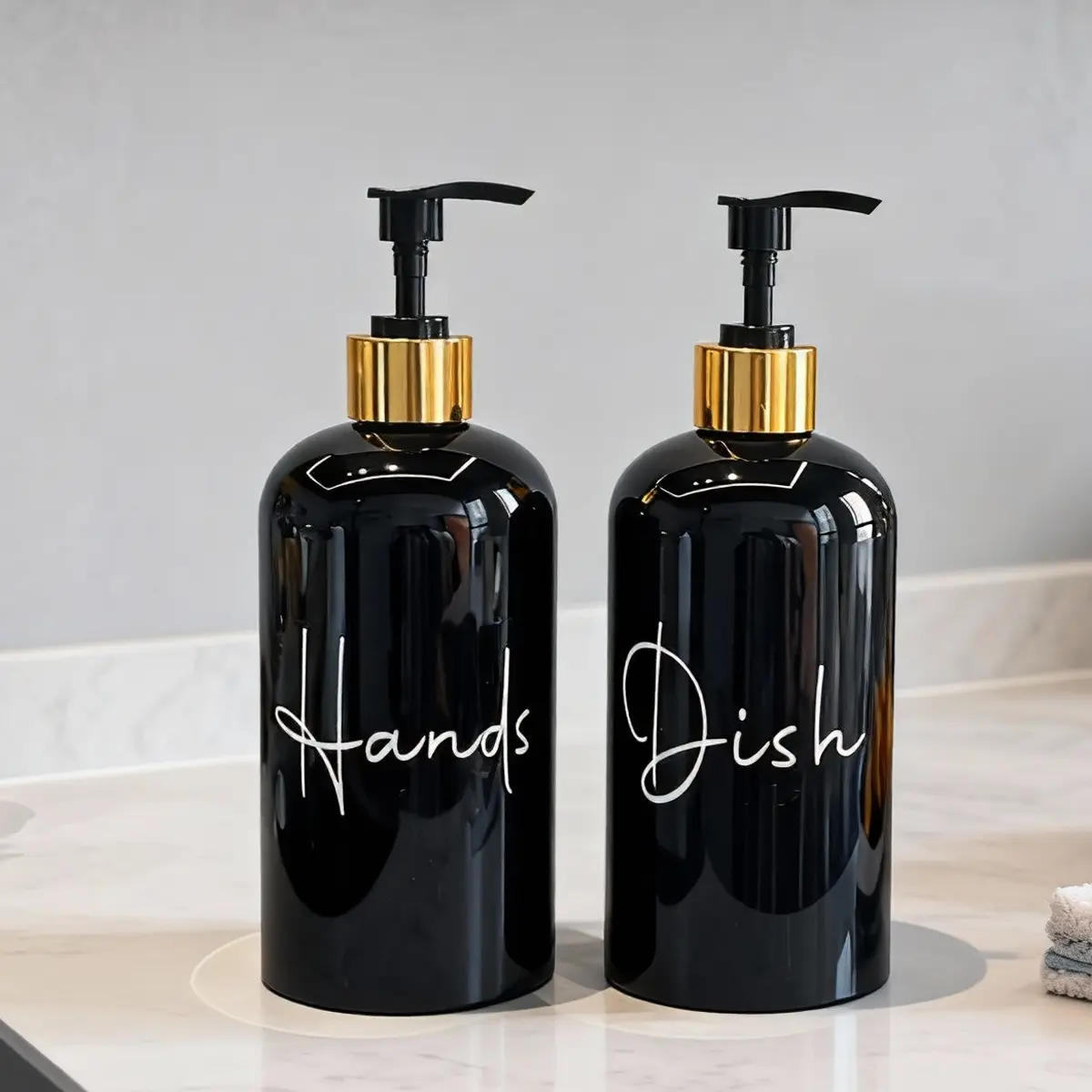Hand Soap Dispenser Set, Pump, 2-Piece 17oz Self-Standing Design, Ideal for Kitchen/bathroom, No Power Required, Perfect for Holidays