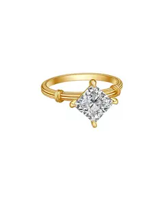 Princess Cut 1.55ct Center Engagement Ring | Lab-Grown Diamond | 18K Yellow Gold Ring
