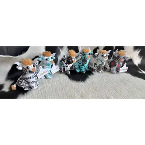 Mini Sitting Bull Cow Aztec Cowhide Plushie