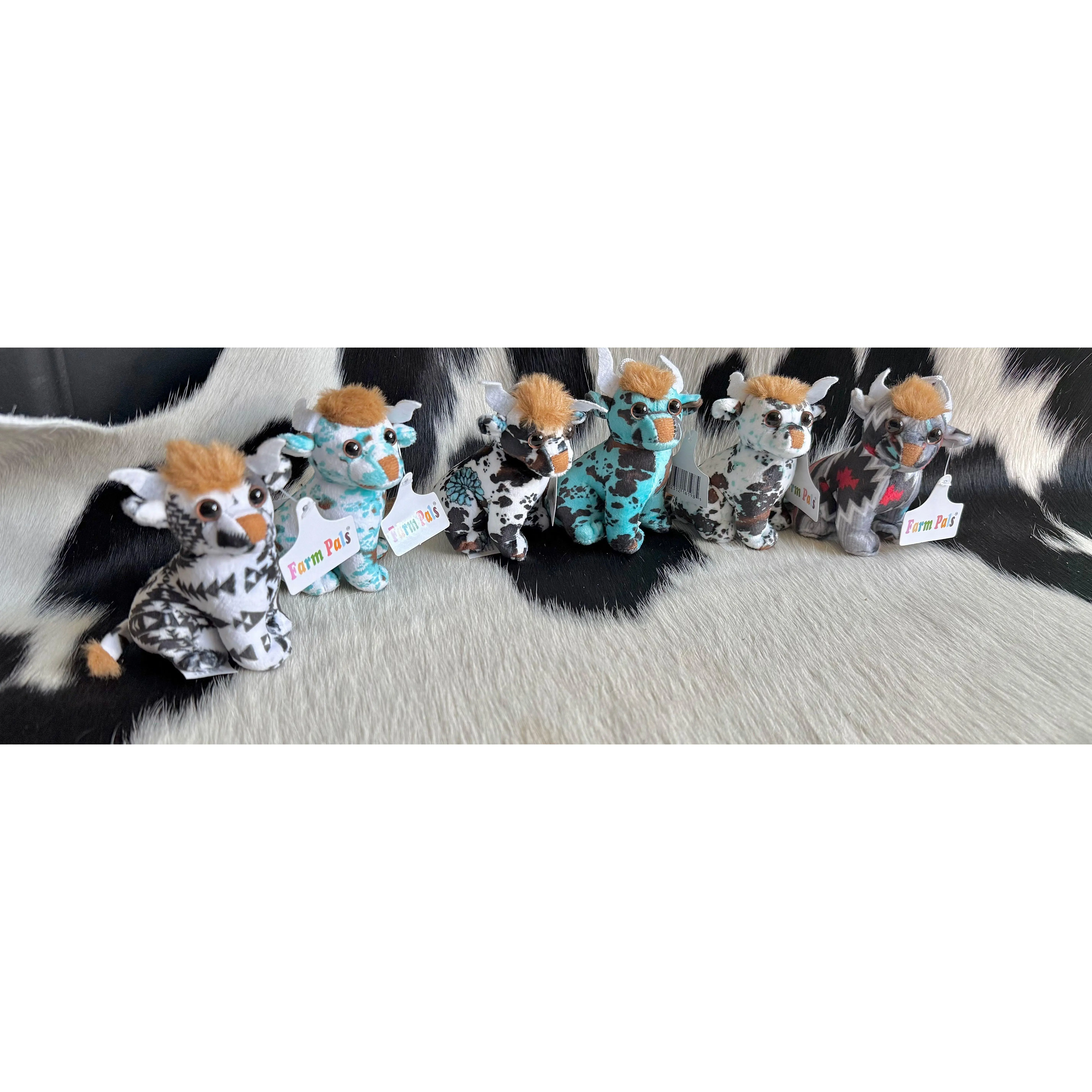 Mini Sitting Bull Cow Aztec Cowhide Plushie