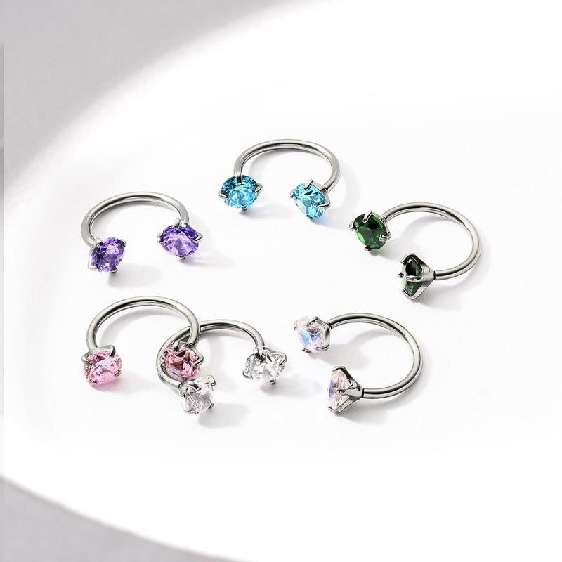 Titanium 20G/18G Horseshoe Nose Ring(Free Ball Holder) Internally Threaded Gems,Earring Daith Cartilage Helix,Piercing Jewelry Titanium 20G/18G Horseshoe Nose Ring(Free Ball Holder) Internally Threaded Gems,Earring Daith Cartilage Helix,Piercing Jewelry