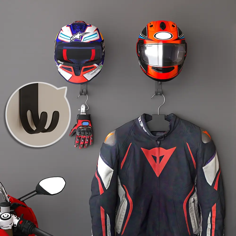 Helmet Wall Mount, Motorcycle Helmet Stand Holder for Bicycle 180 Degree Rotation with 2 Hooks Helmet Accessories Hanger for Baseball Caps, Caps and Rugby Helmet Black (1 Helmet Wall Mount, Motorcycle Helmet Stand Holder for Bicycle 180 Degree Rotation with 2 Hooks Helmet Accessories Hanger for Baseball Caps, Caps and Rugby Helmet Black (1