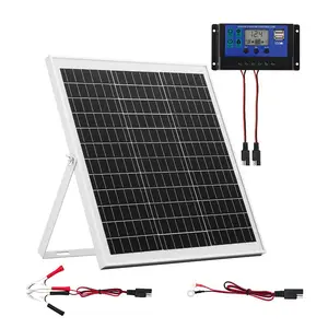 VEVOR 20W 12V Solar Panel Battery Charger, Solar Battery Trickle Charger Maintainer with Intelligent MPPT Controller Adjustable Mount Bracket, IP67 Waterproof for Car Boat RV Motorcycle Trailer