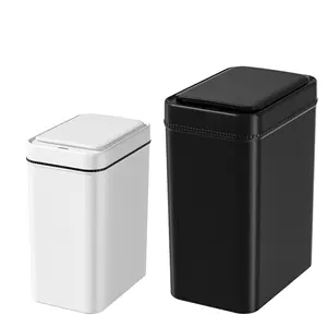 12 liters/3.17 gallons and 16 liters/4.22 gallons, intelligent induction trash can, narrow design, black and white colors, can be opened by waving, touchless trash can, suitable for bathroom, kitchen, office and other scenes.
