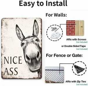 Nice Ass Metal Sign - Donkey Bathroom Sign Decor Funny, Humor Vintage Signs for Bathroom, Restroom, Farmhouse, Home Wall Decor Art, Cool Donkey Gifts for Women Men, 8 x 12 inch