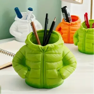 Innovative 3D Printed Down Jacket Pen Holder, Multifunctional Desktop Organizer for Stationery & Makeup Brushes, Unique Gift for Students & Professionals