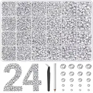 32000Pcs Resin Silver Clear Rhinestones with Tool Jewelry for Bedazzling Crafting, 2-6mm Flatback Gems, Bedazzler Kit for Crafts Clothing Tumblers Shoes Decor Nail Art