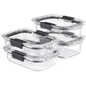 Glass Food Storage set of 4 containers 8 total pieces (4 containers + 4 lids) for Lunch Meal Prep and Leftovers Dishwasher and Oven Safe Clear/Grey