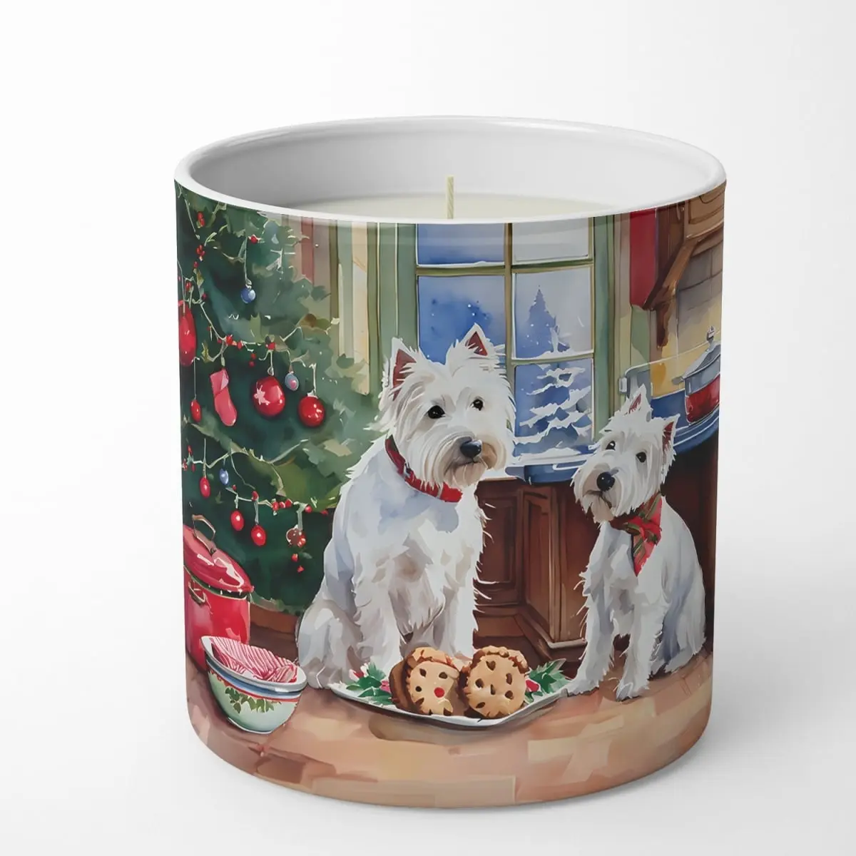 10oz Unisex Westie Christmas Cookies Scent Soy Candle - 100% Soy Wax, Fragrance Aroma, Decorative Wick, Home Decor Home Supply