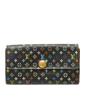 Pre-owned Louis Vuitton Canvas Small Leather Goods Monogram Multicolore Portefeuille Sarah Wallet