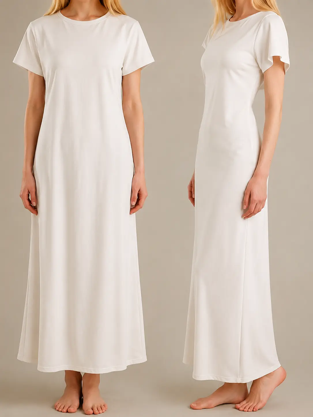 ROSEMUSE Women's Short Sleeve Maxi Nightgown, Soft Cotton Feel Long Sleep Dress, Casual Loose Lounge Dress, Lightweight Breathable House Dress, Comfortable T Shirt Style Sleepwear for Home, Summer, Daily Wear