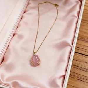 Rose quartz necklace, pink crystal necklace, minimalist jewelry, dainty everyday necklace, adjustable chain, lightweight, hypoallergenic, casual accessory gift gifts for women womens gifts chains gifts for girlfriend