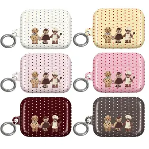 Cute Polka Dot Teddy Bear Aesthetic AirPods Case | Vintage "Coquette" Baking Bears | Glossy Protective Cover for AirPods 1/2/3/4 & Pro