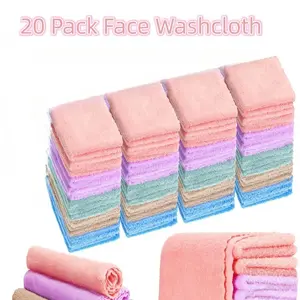 Microfiber Washcloths 20 Pack 9" x 9" Soft Feel Fingertip Wash Cloths quick Drying Coral Velvet Wash Cloths Ultra Soft, Quick-Drying & Multipurpose Face & Hand Towels for Bathroom, Spa, and Gym Wash Cloths