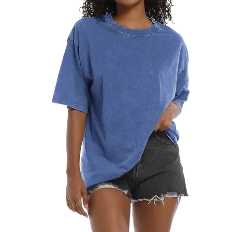 [NEW SIZE!]Holafish Women's Fullsize Acid Washed Heavy Cotton Vintage Unisex Short Sleeve Loose Fit Casual Streetwear Crewneck T-Shirt Soft Breathable Fabric for Everyday Wear Top Summer Basic Tee Minimalist Round Neck Long Sleeve Top SunfloBack To School