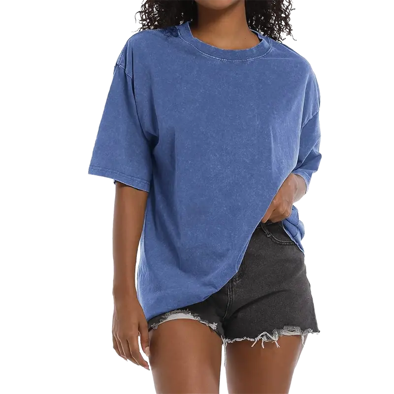 [NEW SIZE!]Holafish Women's Fullsize Acid Washed Heavy Cotton Vintage Unisex Short Sleeve Loose Fit Casual Streetwear Crewneck T-Shirt Soft Breathable Fabric for Everyday Wear Top Summer Basic Tee Minimalist Round Neck Long Sleeve Top SunfloBack To School