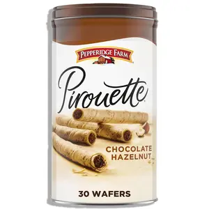 Pirouette Cookies, Chocolate Hazelnut Créme Filled Wafers, 13.5 Oz Tin