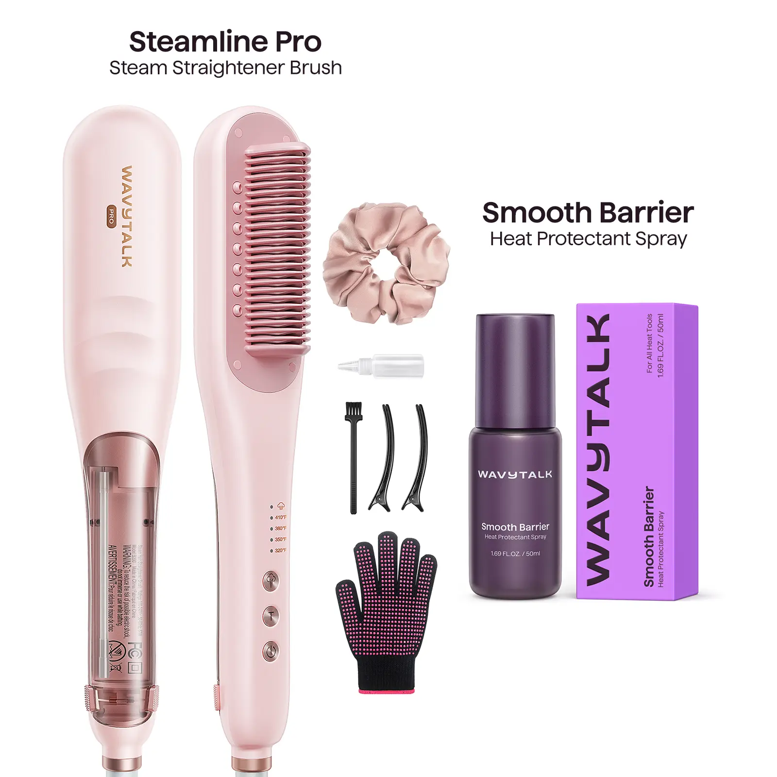 Wavytalk Steamline Pro Steam Hair Straightener Brush and Wavytalk Smooth Barrier Heat Protectant Spray Set Wavytalk Steamline Pro Steam Hair Straightener Brush and Wavytalk Smooth Barrier Heat Protectant Spray Set